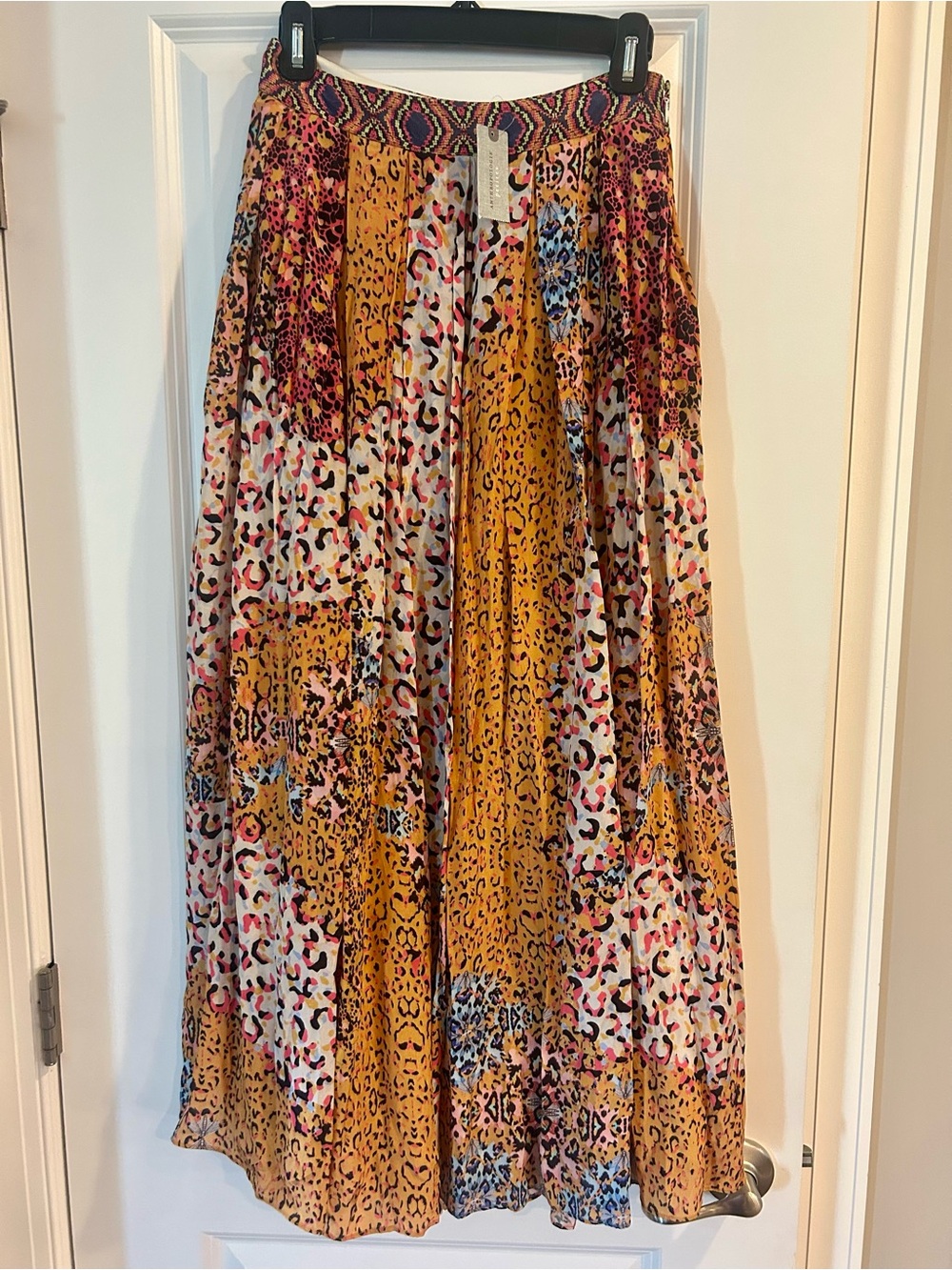 Anthropologie Mustard Multi Animal-Print Maxi Skirt